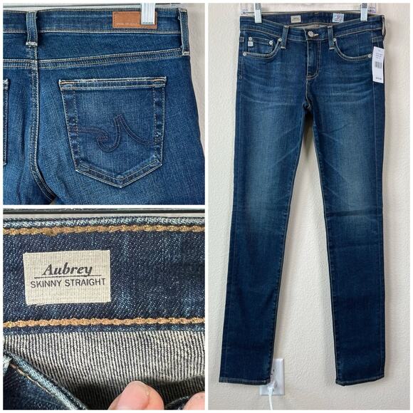 NWT AG ADRIANO GOLDSCHMIED Aubrey Skinny Stretch Straight Slim Blue Jeans Sz 27R - Picture 6 of 10